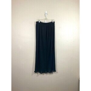 VTG Hal Ferman Womens Semi Sheer Pleated Maxi Skirt M Black Balletcore 70s Goth